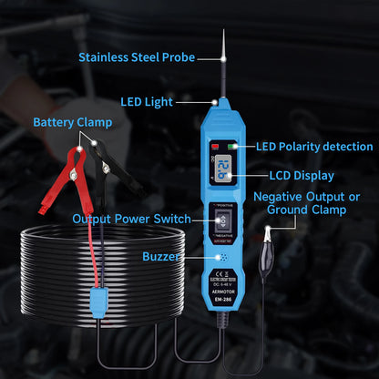 EM286 Automotive Electric Circuit Tester Car Electrical System Tester With Power Switch Vehicle Diagnostic